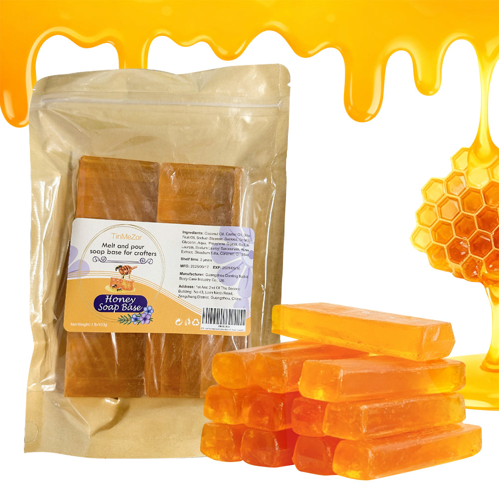 Honey Soap Base Bar - 16 Ounce - Vegan, Soap Making Supplies,DIY Handmade Soap Base Natural,Organic Melt and Pour Soap Base for Soap Making