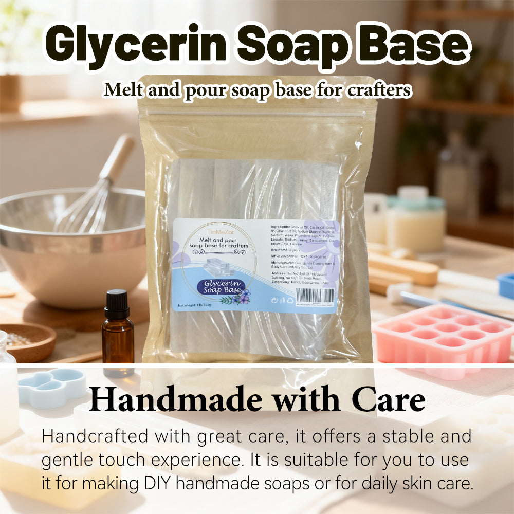 Glycerin Soap Base Natural Melt and Pour Clear for Crafting and Soap Making Easy to Cut - 1LB