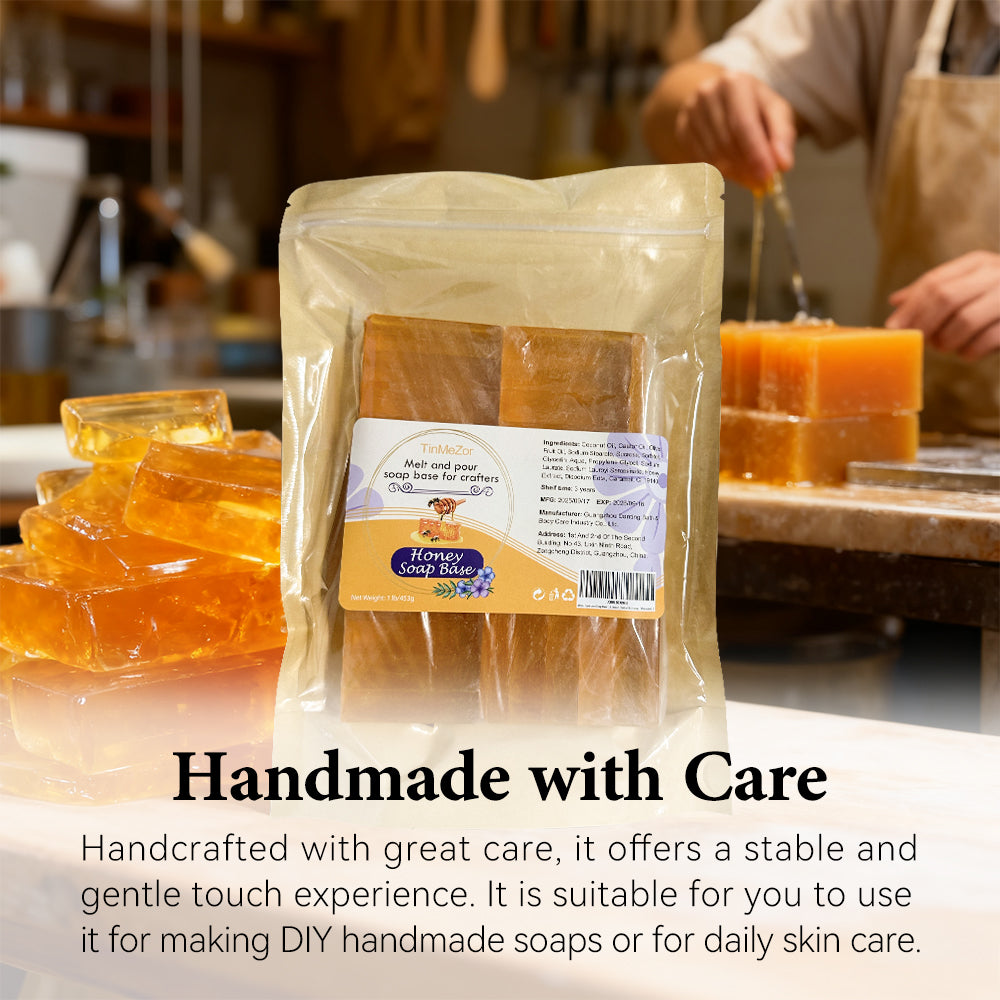 Honey Soap Base Bar - 16 Ounce - Vegan, Soap Making Supplies,DIY Handmade Soap Base Natural,Organic Melt and Pour Soap Base for Soap Making