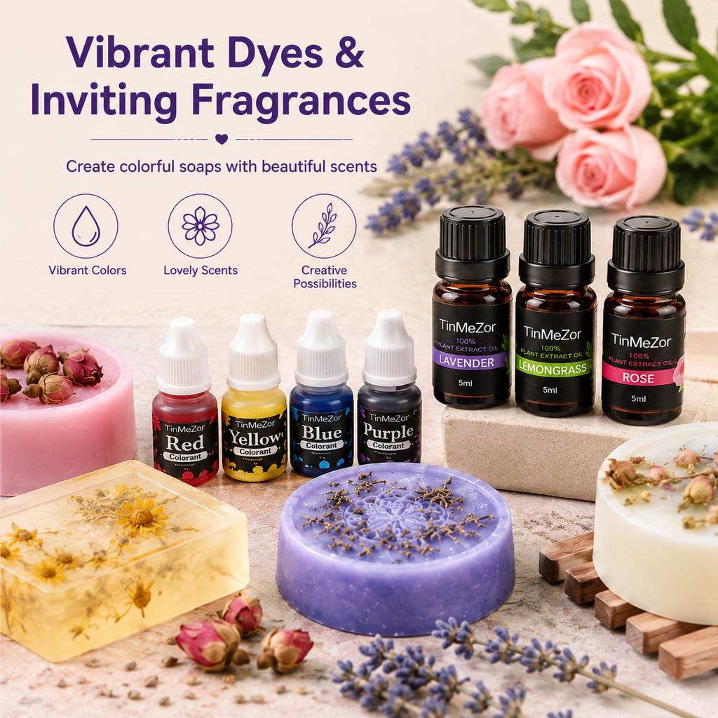 Soap Making Kit for Adults - DIY Natural Soap Supplies Glycerin & Shea Butter Soap Base with Soap Molds, Dried Flowers, Dye and Fragrances- DIY Craft Kit