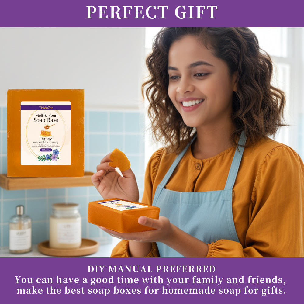 Honey Shea Butter Soap Base Gift Set Vegan,Making Supplies,DIY Handmade Soap Base Natural,Organic,Easy to Cut - 2 lbs