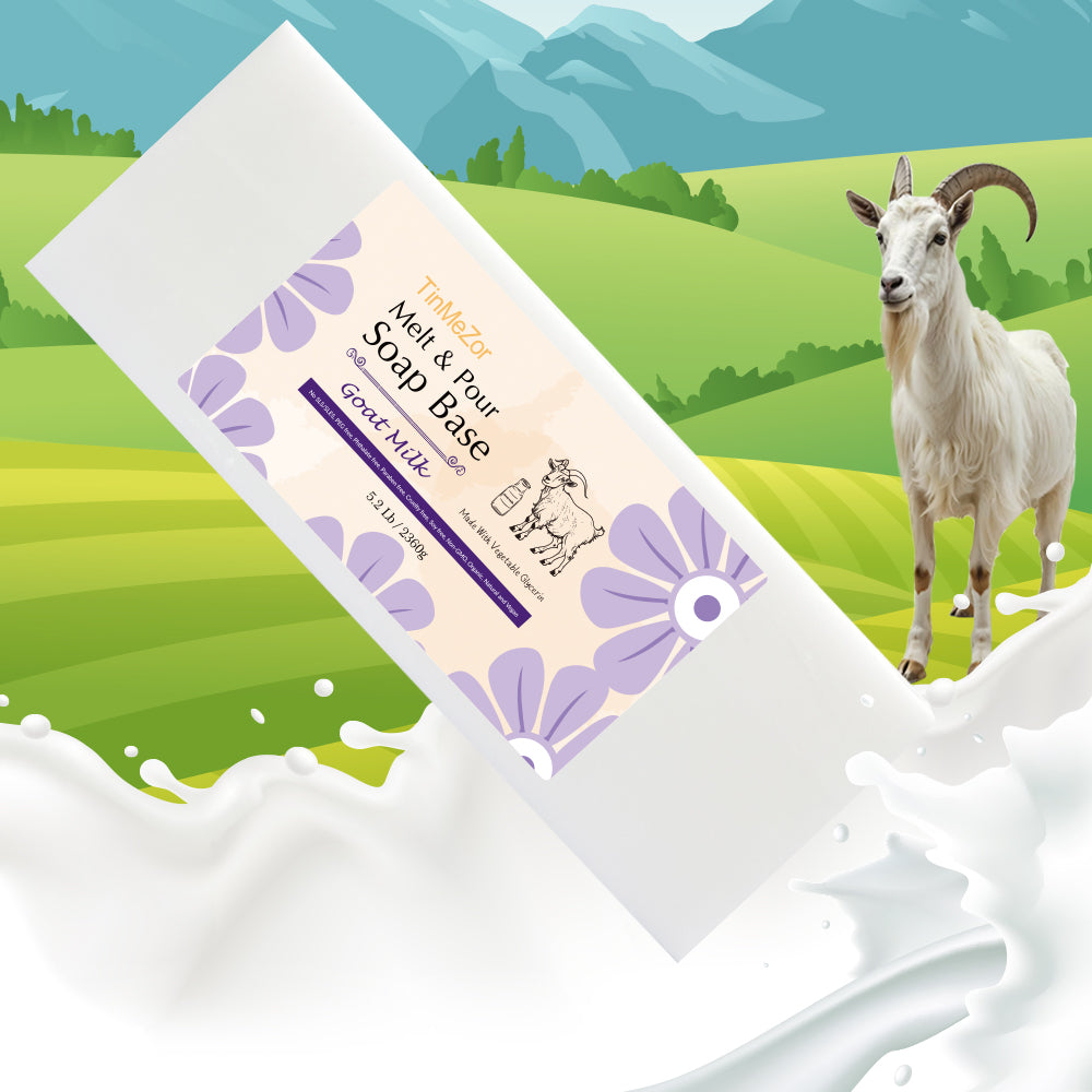 TinMeZor Goat Milk soap base, melt and pour soap base, glycerin soap base, vegetable, easy to cut, soap base for soap making, 5.2LB,unscented