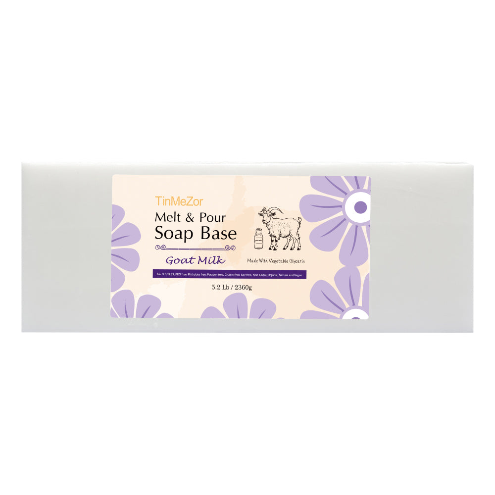 TinMeZor Goat Milk soap base, melt and pour soap base, glycerin soap base, vegetable, easy to cut, soap base for soap making, 5.2LB,unscented