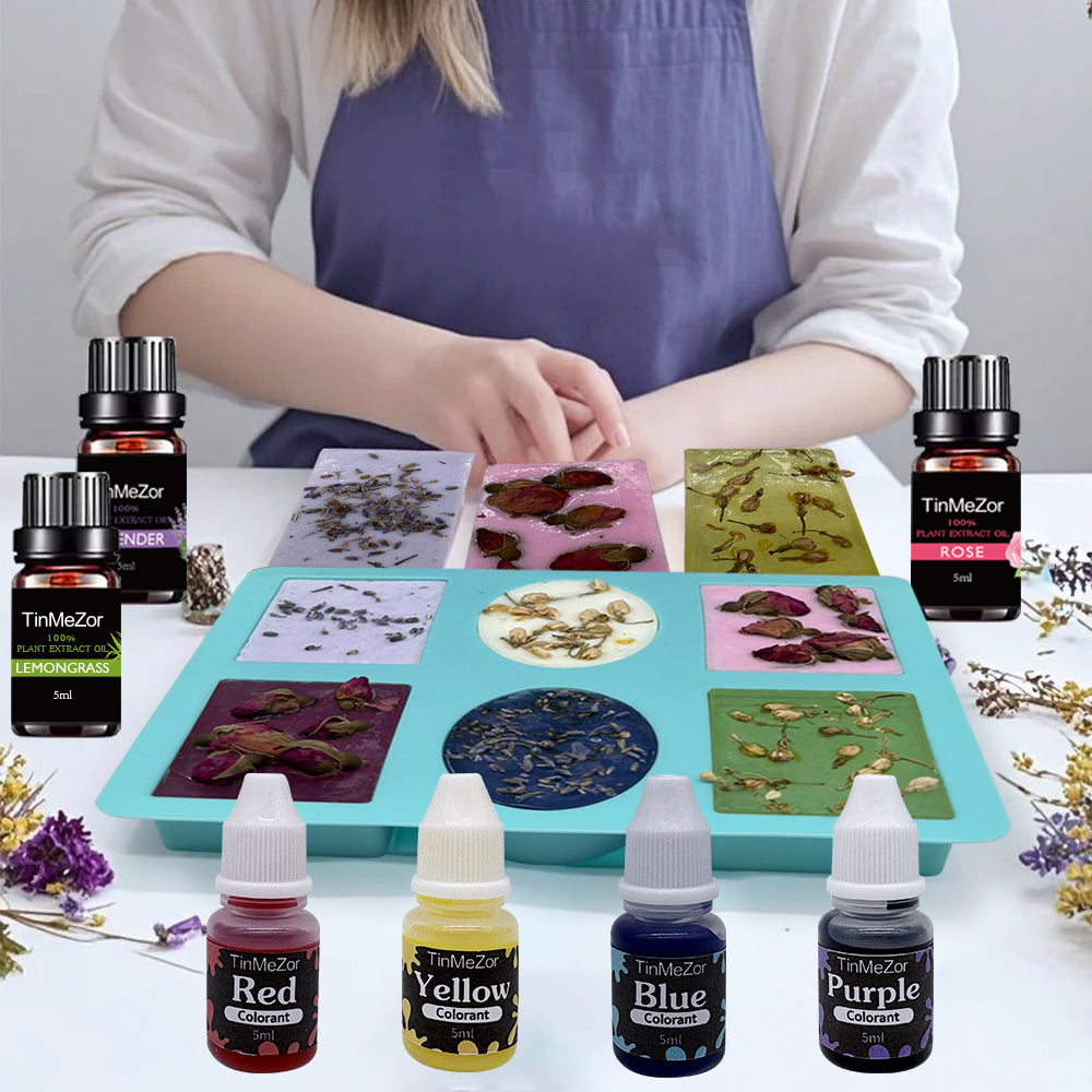 Soap Making Kit for Adults - DIY Natural Soap Supplies Glycerin & Shea Butter Soap Base with Soap Molds, Dried Flowers, Dye and Fragrances- DIY Craft Kit