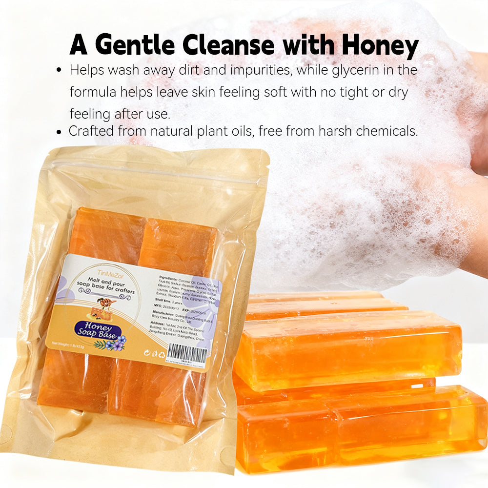Honey Soap Base Bar - 16 Ounce - Vegan, Soap Making Supplies,DIY Handmade Soap Base Natural,Organic Melt and Pour Soap Base for Soap Making